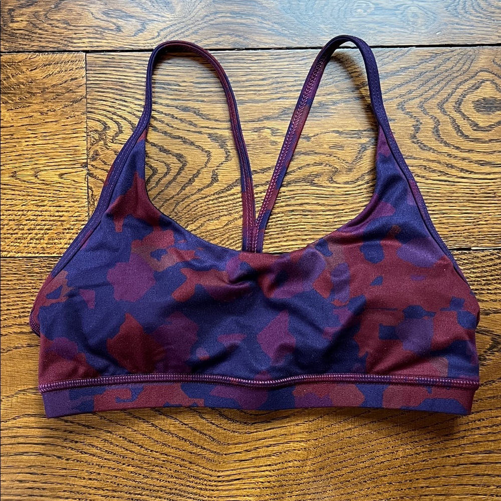 Fleo Purple and Burgundy Camo Sports Bra